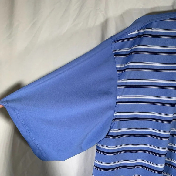 Bolle Golf Men’s XL Blue Striped Polo Short Sleeve Tech Collared Button - Picture 3 of 8